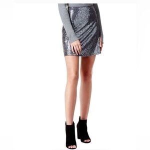 Kenzie Gray Sequin Mini Skirt Large NWT | Sparkle Statement + Stretch Comfort